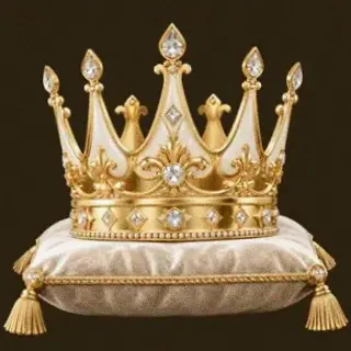 Gold crown on cushion — Roospin